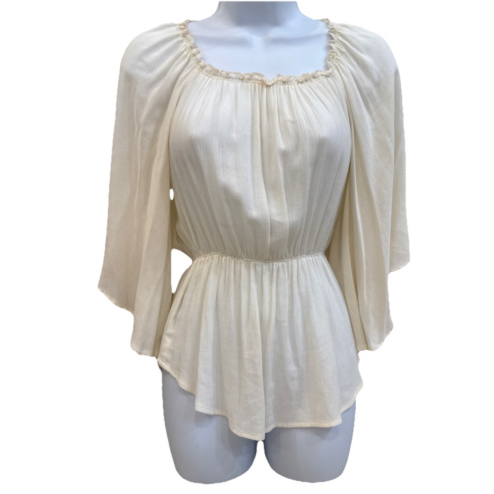 Ella Moss Blouse Top Womens XS Small Kimono‎ Bell Sleeve White Boho Hippie